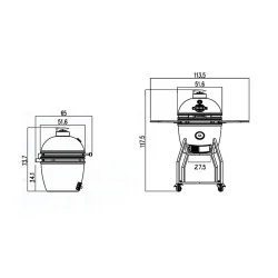 BBQ Kamado 16 Inch Medium met onderstel en Zijtafels