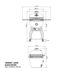 Yakiniku Medium Kamado (Black edition) Grill 16 inch met Onderstel & Zijtafels