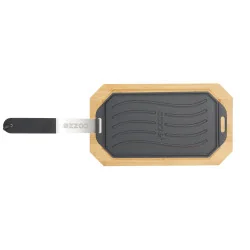 Pan Gietijzer Dubbelzijdig Gebruik met Bamboe Serveerplank 16,5 cm