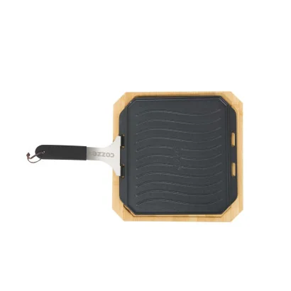 Pan Gietijzer Dubbelzijdig Gebruik met Beukenhout Serveerplank 33 cm