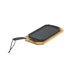 Pan Gietijzer Dubbelzijdig Gebruik met Beukenhout Serveerplank 16,5 cm