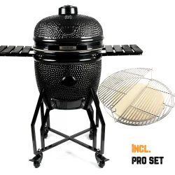 Yakiniku Large Kamado incl. Pro set (Black edition) BBQ 19 inch met Onderstel & Zijtafels