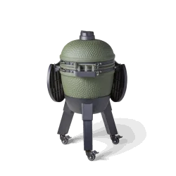 Moddern - Kamado Green incl. pedestal, side-table, aluminium wood-look legs & wheels