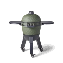 Moddern - Kamado Green incl. pedestal, side-table, aluminium wood-look legs & wheels