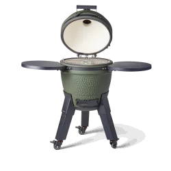 Moddern - Kamado Green incl. pedestal, side-table, aluminium wood-look legs & wheels