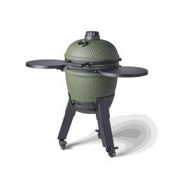 Moddern - Kamado Green incl. pedestal, side-table, aluminium wood-look legs & wheels