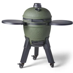 Moddern - Kamado Green incl. pedestal, side-table, aluminium wood-look legs & wheels